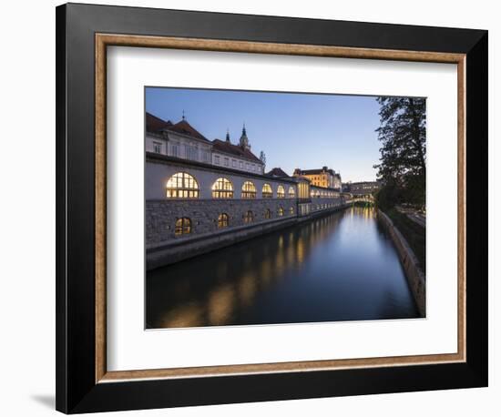 Ljubljanica Canal at twilight, Old Town, Ljubljana, Slovenia-Ben Pipe-Framed Photographic Print