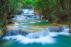Deep Forest Waterfall in Kanchanaburi, Thailand-lkunl-Framed Photographic Print