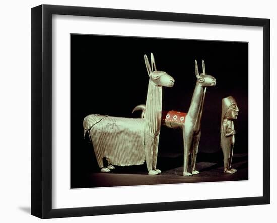 Llama, Alpaca and Woman, Inca-null-Framed Giclee Print