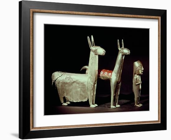 Llama, Alpaca and Woman, Inca-null-Framed Giclee Print
