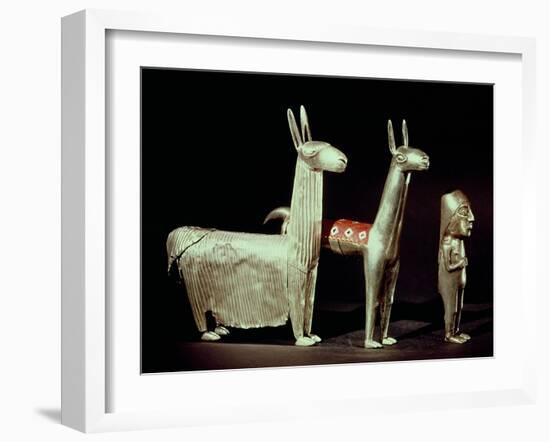 Llama, Alpaca and Woman, Inca-null-Framed Giclee Print