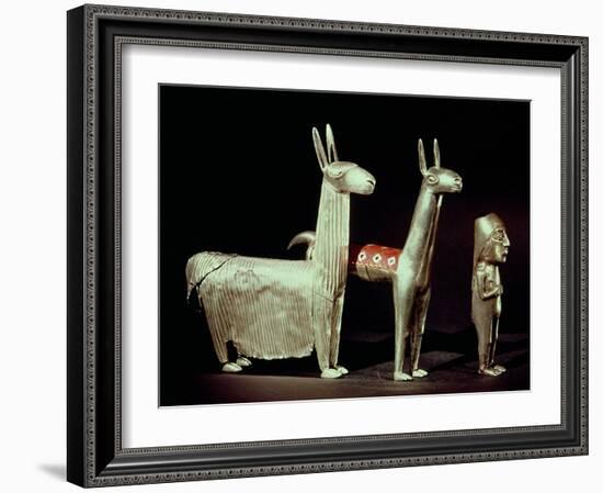 Llama, Alpaca and Woman, Inca-null-Framed Giclee Print