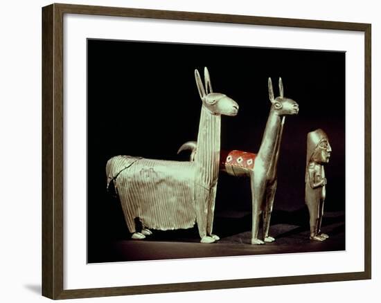 Llama, Alpaca and Woman, Inca-null-Framed Giclee Print