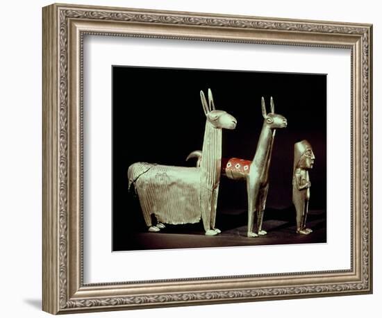 Llama, Alpaca and Woman, Inca--Framed Giclee Print