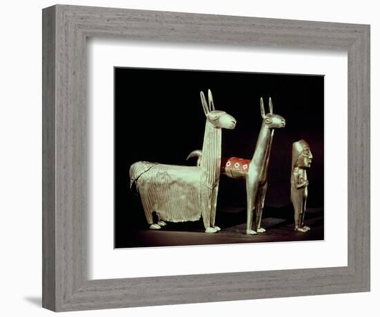 Llama, Alpaca and Woman, Inca-null-Framed Giclee Print