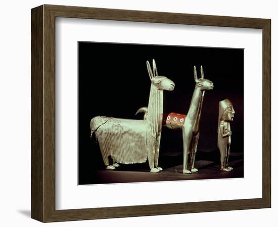 Llama, Alpaca and Woman, Inca-null-Framed Giclee Print