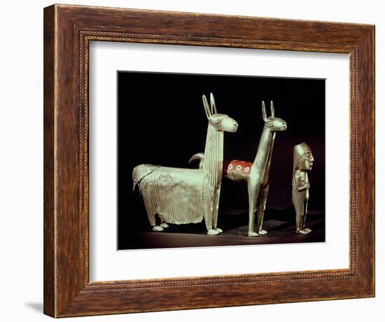 Llama, Alpaca and Woman, Inca--Framed Giclee Print