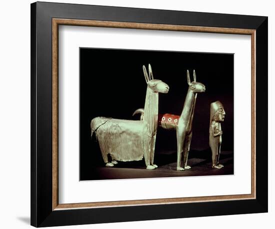 Llama, Alpaca and Woman, Inca--Framed Giclee Print