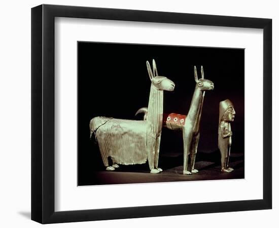 Llama, Alpaca and Woman, Inca-null-Framed Giclee Print