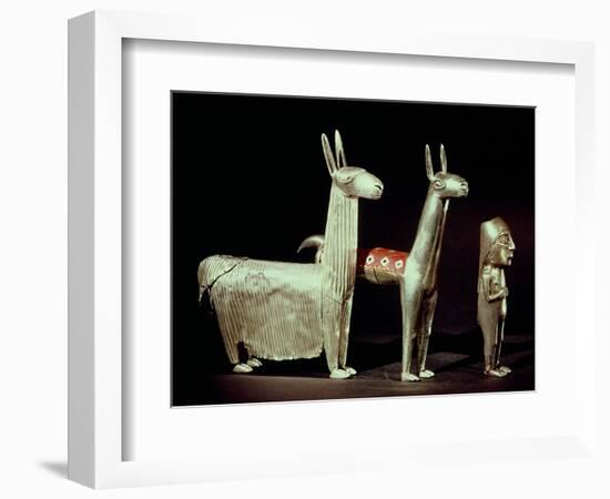 Llama, Alpaca and Woman, Inca-null-Framed Giclee Print