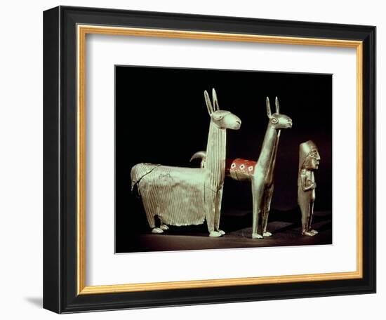 Llama, Alpaca and Woman, Inca-null-Framed Giclee Print