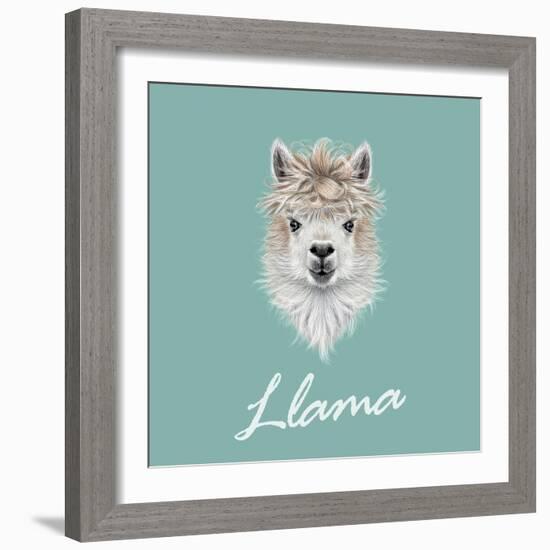 Llama Animal Portrait-ant_art-Framed Premium Giclee Print