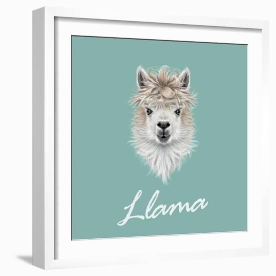 Llama Animal Portrait-ant_art-Framed Premium Giclee Print