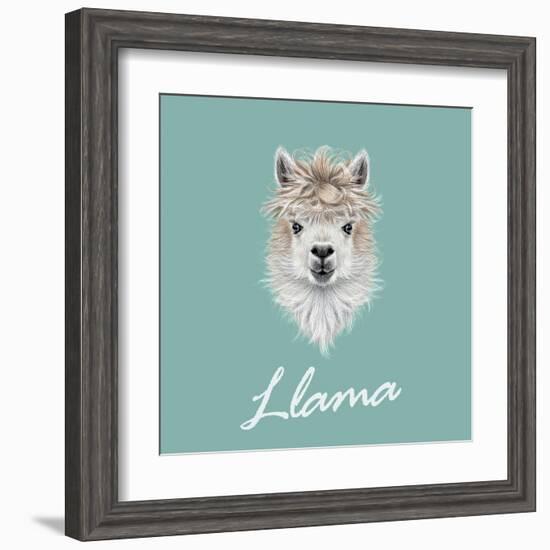 Llama Animal Portrait-ant_art-Framed Art Print