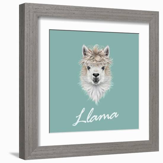 Llama Animal Portrait-ant_art-Framed Art Print