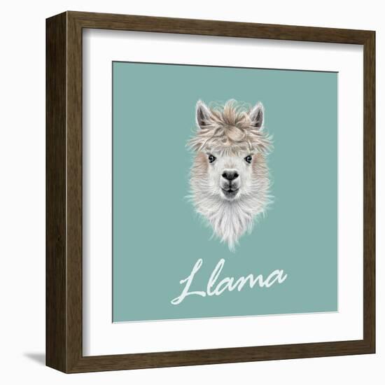 Llama Animal Portrait-ant_art-Framed Art Print