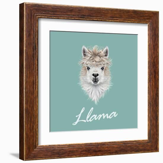 Llama Animal Portrait-ant_art-Framed Art Print