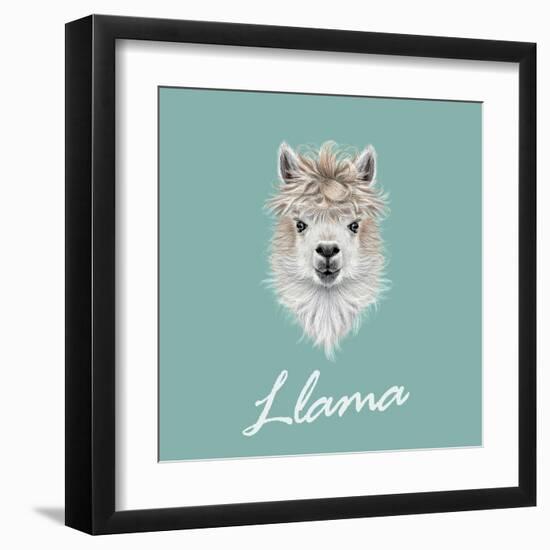 Llama Animal Portrait-ant_art-Framed Art Print