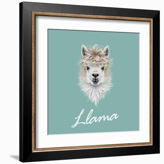 Llama Animal Portrait-ant_art-Framed Art Print