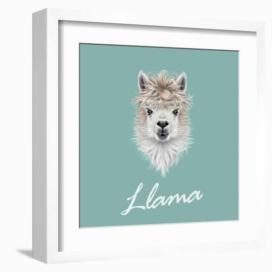 Llama Animal Portrait-ant_art-Framed Art Print