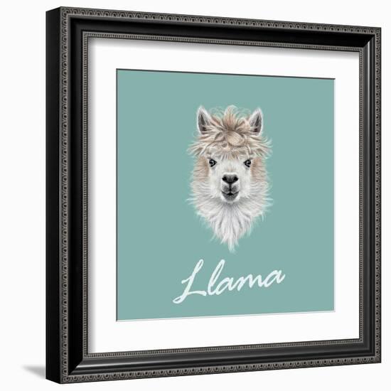 Llama Animal Portrait-ant_art-Framed Art Print