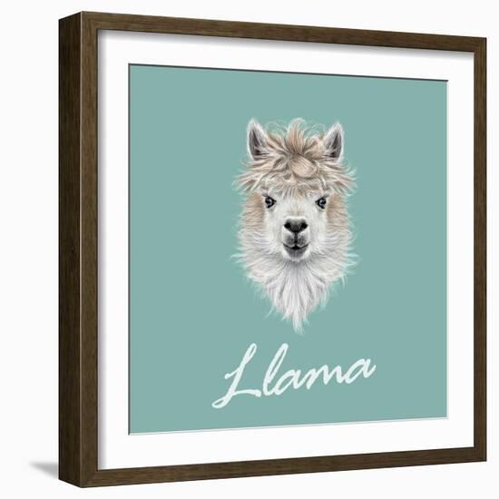 Llama Animal Portrait-ant_art-Framed Art Print