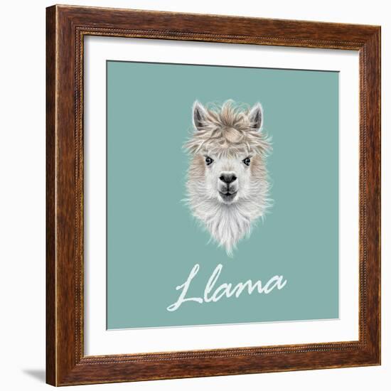 Llama Animal Portrait-ant_art-Framed Art Print