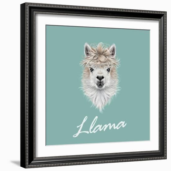 Llama Animal Portrait-ant_art-Framed Art Print