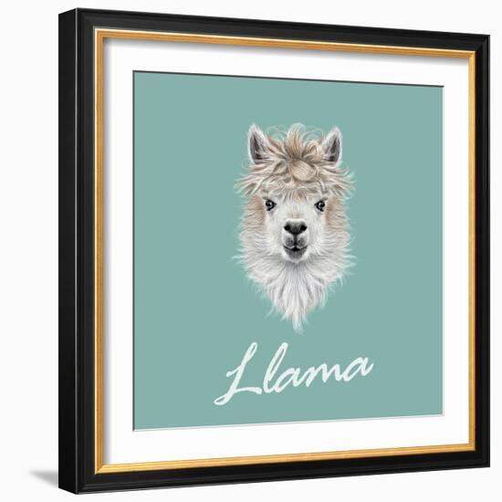 Llama Animal Portrait-ant_art-Framed Art Print