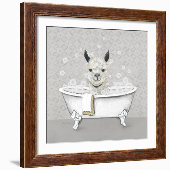 Llama Bath-Janet Tava-Framed Art Print