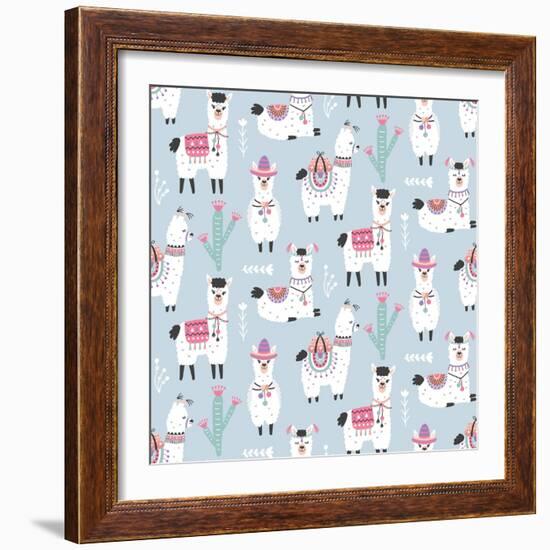 Llama Pattern-Artrise-Framed Art Print