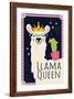 Llama Queen-ND Art-Framed Art Print