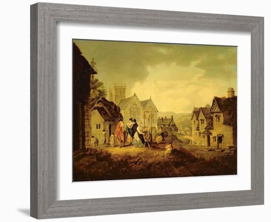 Llangollen (Oil on Canvas)-Julius Caesar Ibbetson-Framed Giclee Print