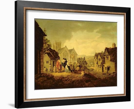 Llangollen (Oil on Canvas)-Julius Caesar Ibbetson-Framed Giclee Print