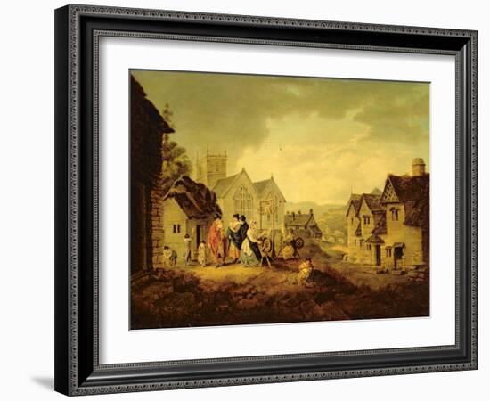 Llangollen (Oil on Canvas)-Julius Caesar Ibbetson-Framed Giclee Print