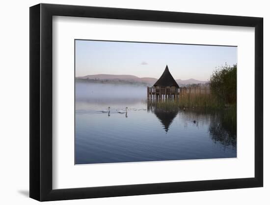 Llangorse Lake and Crannog Island in Morning Mist-Stuart Black-Framed Photographic Print