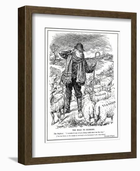 Lloyd George as the 'shepherd' of Great Britain Asks the Tax Payers (Sheep) to Lead the Recovery…-English School-Framed Giclee Print