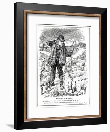 Lloyd George as the 'shepherd' of Great Britain Asks the Tax Payers (Sheep) to Lead the Recovery…-English School-Framed Giclee Print