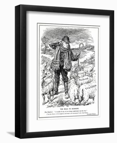 Lloyd George as the 'shepherd' of Great Britain Asks the Tax Payers (Sheep) to Lead the Recovery…-English School-Framed Giclee Print