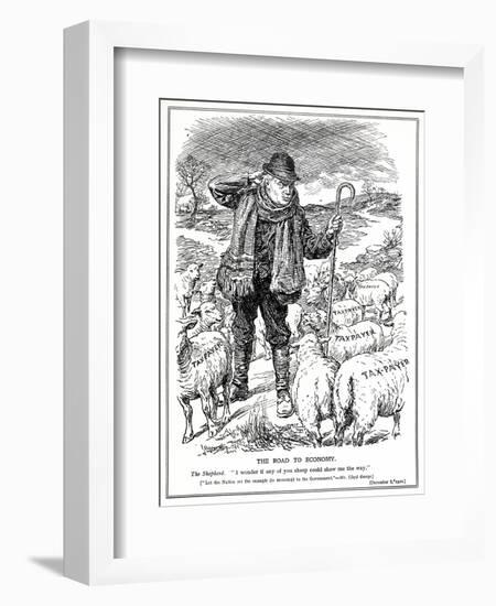 Lloyd George as the 'shepherd' of Great Britain Asks the Tax Payers (Sheep) to Lead the Recovery…-English School-Framed Giclee Print