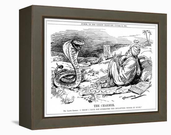 Lloyd George Tries to Charm Unemployment, Cartoon-Leonard Raven-hill-Framed Stretched Canvas