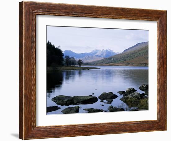 Llyn Mynbyr in the Early Morning, with Snowdonian Mountains Behind, Capel Curig, North Wales-Raj Kamal-Framed Photographic Print