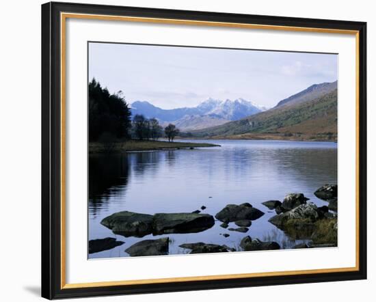 Llyn Mynbyr in the Early Morning, with Snowdonian Mountains Behind, Capel Curig, North Wales-Raj Kamal-Framed Photographic Print