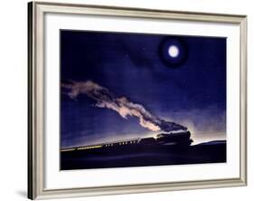 LMS Railway Night Train Scotland-Norman Wilkinson-Framed Giclee Print