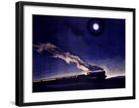 LMS Railway Night Train Scotland-Norman Wilkinson-Framed Giclee Print