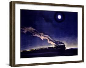 LMS Railway Night Train Scotland-Norman Wilkinson-Framed Giclee Print