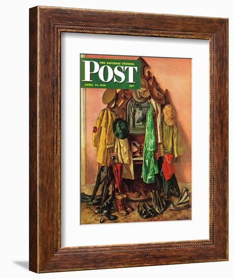 "Loaded Coat Rack," Saturday Evening Post Cover, April 14, 1945-John Atherton-Framed Giclee Print