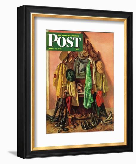 "Loaded Coat Rack," Saturday Evening Post Cover, April 14, 1945-John Atherton-Framed Giclee Print