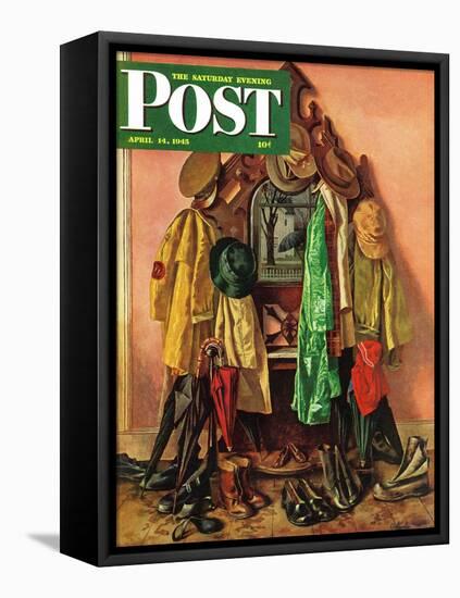 "Loaded Coat Rack," Saturday Evening Post Cover, April 14, 1945-John Atherton-Framed Premier Image Canvas