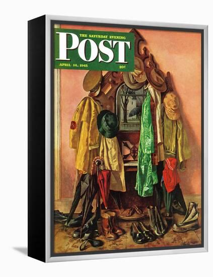 "Loaded Coat Rack," Saturday Evening Post Cover, April 14, 1945-John Atherton-Framed Premier Image Canvas